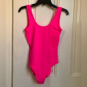 Small American Apparel neon pink bodysuit